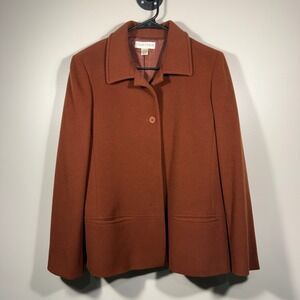 Vintage Casual Corner Wool Cashmere Blend Blazer Jacket Womens‎ L Rust Brown